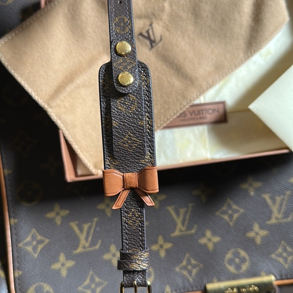 NEW AUTHENTIC LOUIS VUITTON BROWN MONOGRAM ID TAG BRACELET LUGGAGE BOW RIBBON FR - Picture 12 of 16